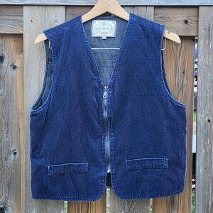 UNIQUE Vintage Razzle Dazzle Inc. BLUE Corduroy Vest Full Zip Women's Size M 90s